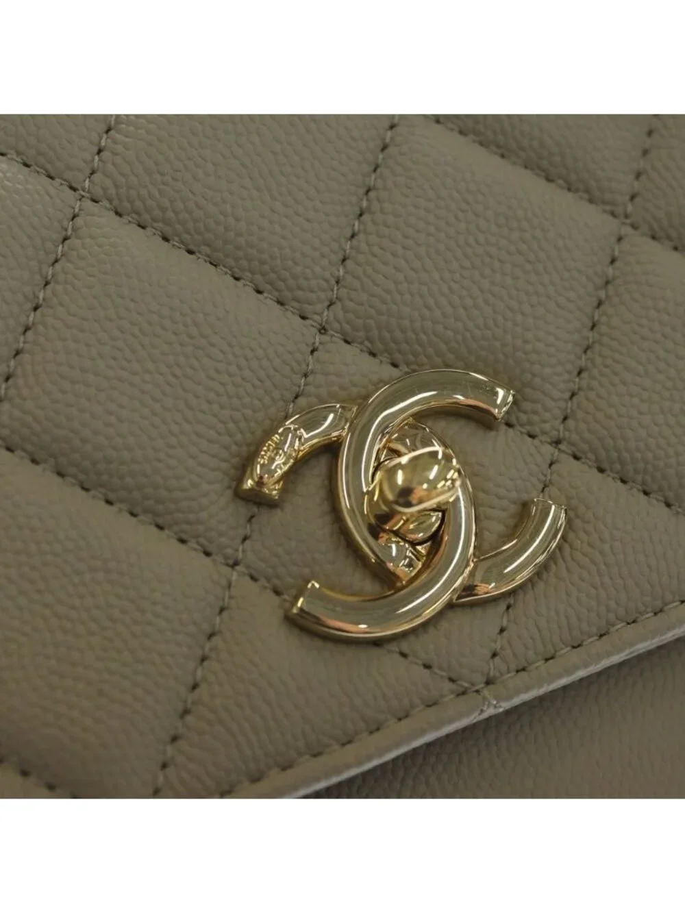 Chanel Quilted CC Logo Affinity 2-Way Chain Shoulder Bag Gray Jucavia Skin Gold